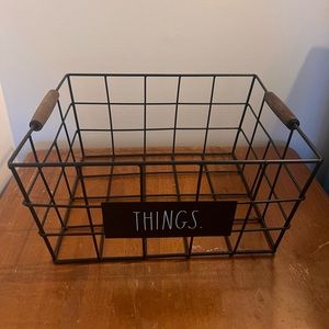 Rae Dunn “things” black metal basket with handles